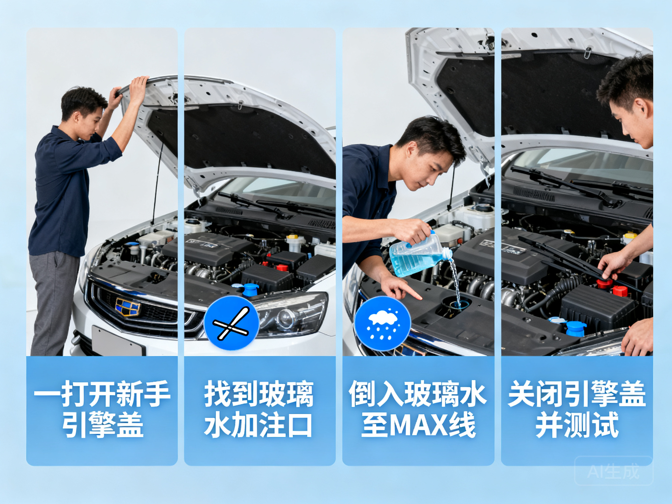 新手车主自行添加玻璃水的详细操作流程