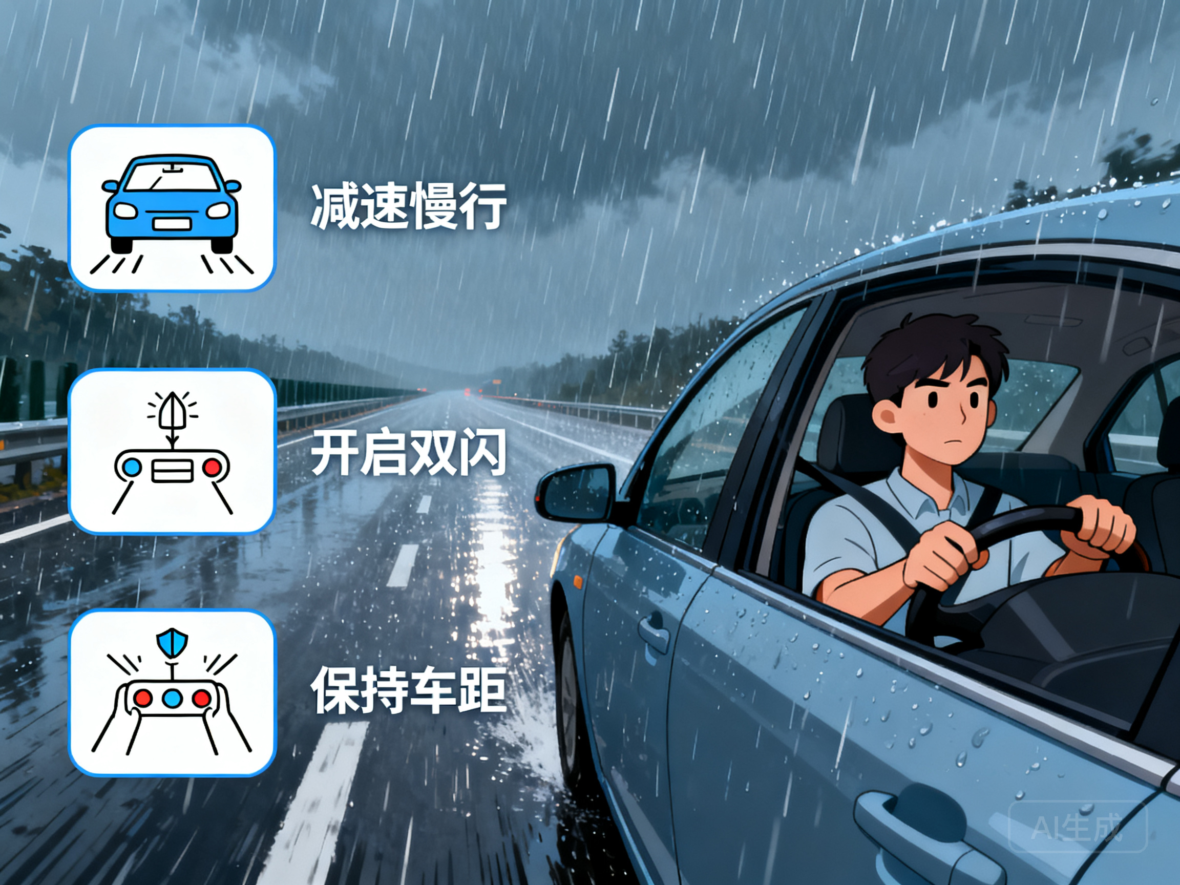高速突遇暴雨新手该如何安全应对