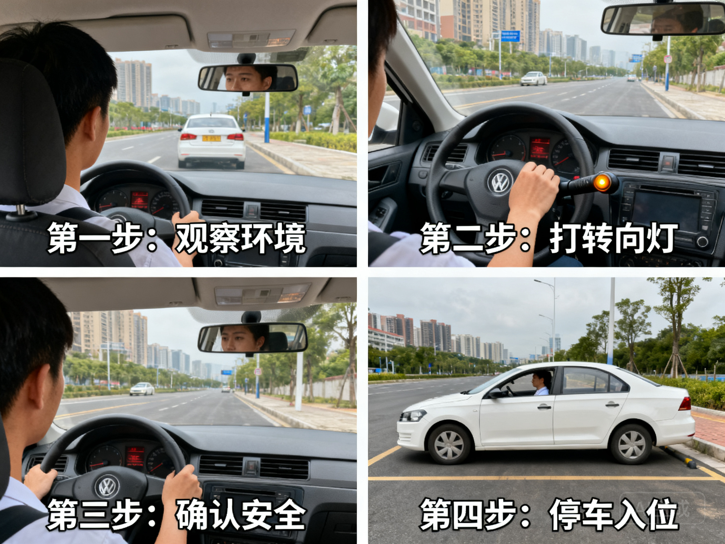 新手路边临时停车完整步骤教学
