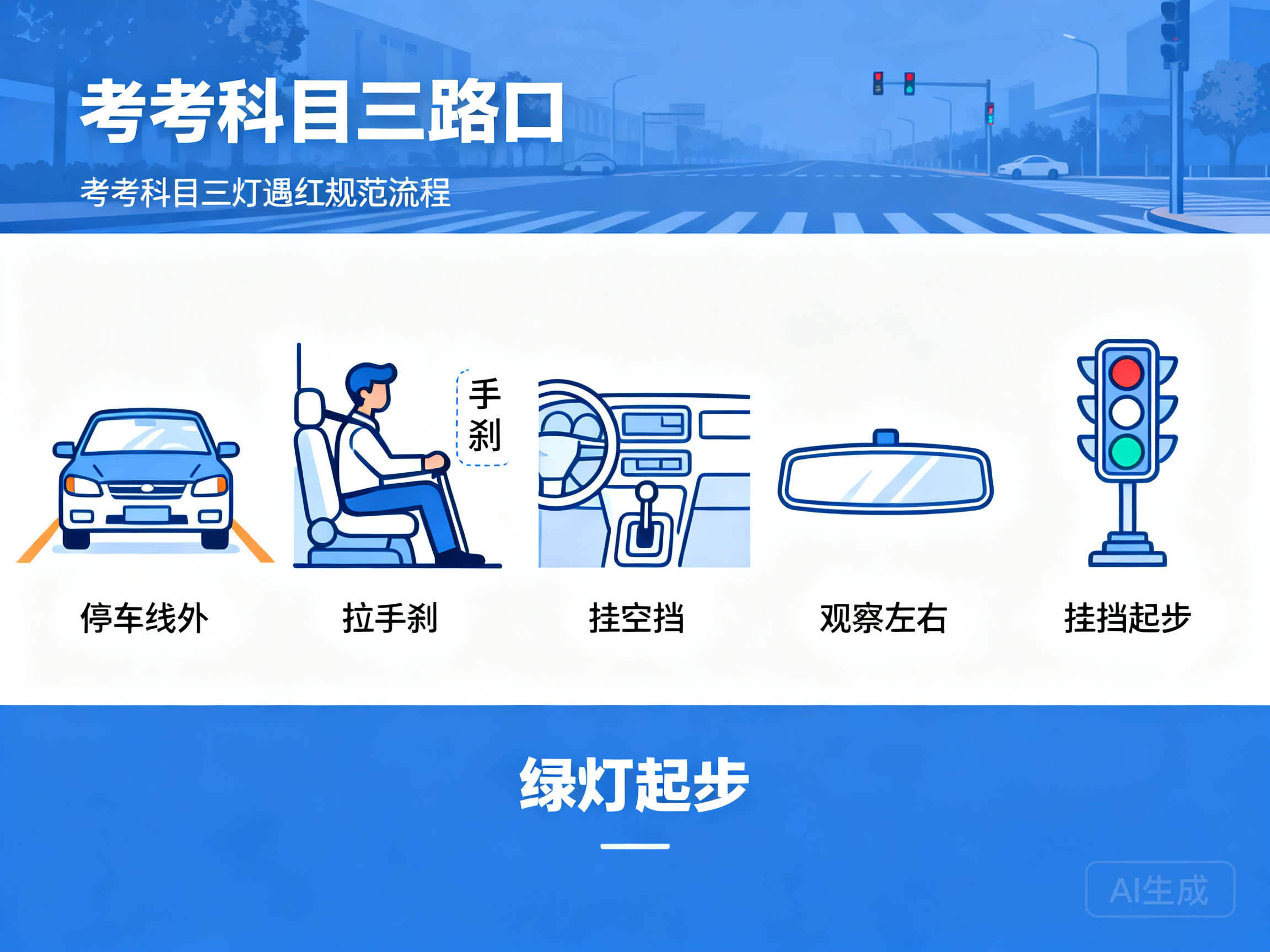 驾考科目三路口遇红灯 规范操作全流程科普指南